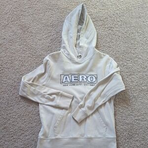 Aeropostale Men’s Cream Pullover Zip-Front Hoodie with Logo